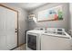 Laundry room with a washer, dryer, and an exterior access door at 2602 E 145Th Ave, Thornton, CO 80602