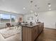 Open-concept living space showcases an island kitchen and comfortable living area at 1898 S Bannock St # 209, Denver, CO 80223