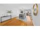Elegant dining room with modern chandelier and seamless access to the outdoors at 1050 S Monaco Pkwy # 68, Denver, CO 80224