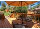 Relaxing backyard deck with outdoor seating, perfect for enjoying the surrounding greenery at 4805 S Blue Spruce Rd, Evergreen, CO 80439