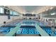 Indoor swimming pool with diving boards and lane markers, ideal for competitive swimming and recreation at 7960 Estes Ct, Arvada, CO 80005