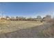 Wide shot of backyard with detached garages, bare trees, and lots of space at 7217 Huron St, Denver, CO 80221