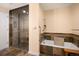 Bathroom with walk-in shower, a soaking tub and accessible grab bars at 1411 Wynkoop St # 804, Denver, CO 80202