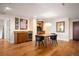 Stylish dining room with hardwood floors and a built-in bar, ideal for hosting dinner parties at 1411 Wynkoop St # 804, Denver, CO 80202