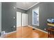 Gray bedroom with laminated floors and modern fixtures at 3300 W 2Nd Ave, Denver, CO 80219