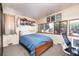 Inviting bedroom with ample natural light, a cozy bed, and a functional workspace with large windows at 3650 Chimayo Rd, Littleton, CO 80123
