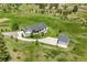 Expansive property featuring a modern home, long driveway, and a detached garage on a picturesque landscape at 10205 Inspiration Dr, Parker, CO 80138