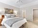 Spacious bedroom featuring soft, neutral walls, a large bed, and an en suite bathroom, creating a warm, inviting space at 1836 S Kendall Ct, Lakewood, CO 80232