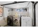 Functional laundry room features modern washer and dryer, along with sink and storage for laundry supplies at 772 Garfield St, Denver, CO 80206