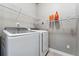 Laundry room with Samsung washer and dryer and wire shelving at 6771 Canosa St, Denver, CO 80221