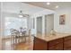 Cozy kitchen featuring a dining area with a ceiling fan at 7255 S Vine St, Centennial, CO 80122