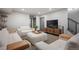 Cozy living room featuring comfortable seating, a modern TV stand, and neutral decor at 47 Harrison, Denver, CO 80206