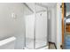 Cozy bathroom with a modern glass shower enclosure and contemporary fixtures at 500 S Decatur St, Denver, CO 80219