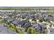 Picturesque aerial view of a residential area, with a lake, showcasing a cohesive community design at 4565 Colorado River Dr, Firestone, CO 80504