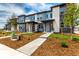 Modern townhome exterior showcasing multiple units, landscaped yards, and inviting pathways at 5785 N Jericho Way, Aurora, CO 80019