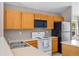 Well-equipped kitchen featuring wood cabinets, standard appliances, and a double sink for easy cleanup at 10 River Park Dr # A, Breckenridge, CO 80424