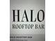 The minimalist Halo Rooftop Bar logo features the name in bold, elegant lettering at 4545 S Monaco St, Denver, CO 80237