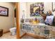 Bathroom featuring decorative tile work, updated fixtures, and a framed print at 12161 S Leaning Pine Ct, Parker, CO 80134