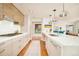 Bright kitchen with stainless appliances, white countertops and cabinetry, and pendant lighting at 1590 Little Raven St # 702, Denver, CO 80202