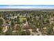 An aerial view showcases a neighborhood surrounded by lush greenery and mature trees at 3337 Ponderosa Rd, Franktown, CO 80116