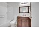 Standard bathroom featuring a vanity with a dark wood cabinet at 853 Mockingbird St, Brighton, CO 80601