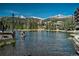 Scenic lake view with mountains in the background, paddle boarders, and lush greenery surrounding the water's edge at 200 Primrose Path # 11, Breckenridge, CO 80424