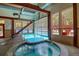 Indoor pool and hot tub with large windows offering scenic views of the outdoors, perfect for relaxation at 200 Primrose Path # 11, Breckenridge, CO 80424