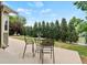 Outdoor patio features seating, a table, and a view of the manicured backyard at 5980 Dunraven Ct, Golden, CO 80403
