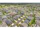 Sweeping aerial view displaying a tranquil neighborhood with tree-lined streets and diverse housing styles at 23895 E Rocky Top Pl, Aurora, CO 80016