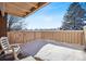 Private patio covered with snow, great for relaxing at 5102 Williams Fork Trl # 109, Boulder, CO 80301