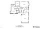 Detailed basement floor plan highlighting the layout of the bedrooms, bathrooms, media room, and garage space at 8664 E Monmouth Pl, Denver, CO 80237