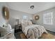 Bright bedroom featuring a comfortable bed with soft linens, natural light from two windows, and stylish decor at 1705 W Stoll Pl, Denver, CO 80221