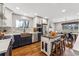 Modern kitchen with copper sink, stainless steel appliances, and custom island at 551 E Caley Dr, Centennial, CO 80121