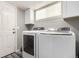Clean laundry room with modern appliances, white cabinets, and natural light from a window at 7234 S Kellerman Way, Aurora, CO 80016