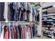 Organized walk-in closet with hanging racks and shelves for efficient storage at 7234 S Kellerman Way, Aurora, CO 80016