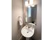 Small powder room with pedestal sink and a mirror at 3074 Distant Rock Ave, Castle Rock, CO 80109