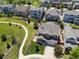 Aerial view of a gray house nestled in a neighborhood with green spaces and walking paths at 3554 E 143Rd Pl, Thornton, CO 80602