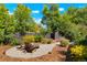 Landscaped backyard with fire pit and seating area at 4425 King St, Denver, CO 80211