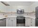 Kitchen showcasing stainless steel appliances, white cabinets and ample counter space at 1632 W Canal Cir # 924, Littleton, CO 80120