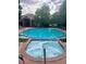 Sparkling pool with hot tub and lounge chairs surrounded by lush green trees at 1632 W Canal Cir # 924, Littleton, CO 80120