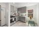 Modern kitchen featuring sleek gray cabinetry, white countertops, and stainless steel appliances at 2570 Jay St, Edgewater, CO 80214