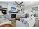 Cozy living room features a fireplace with a TV and comfortable seating at 5506 Water Avens Dr, Castle Rock, CO 80104