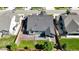 Aerial view of the fenced backyard with lush grass and patio at 15920 Buffalo Run Dr, Commerce City, CO 80022