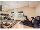 Basement fitness area features mirrors, a treadmill, and exercise bike offering a private workout space at 2369 Bayberry Ln, Castle Rock, CO 80104