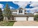 Charming two-story home with a well-manicured lawn, stone accents, and a spacious three-car garage at 2369 Bayberry Ln, Castle Rock, CO 80104