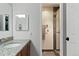 Stylish bathroom with granite countertop, modern sink and updated shower at 1768 E Jamison Ave, Centennial, CO 80122