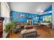 Spacious living room with hardwood floors, comfortable seating, and a bright accent wall at 22379 E Dorado Ave, Aurora, CO 80015