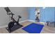 Dedicated fitness space with modern exercise equipment, mirror, and blue yoga mat for a healthy lifestyle at 5677 S Park Pl # 303, Englewood, CO 80111