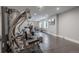 Spacious home gym featuring multiple exercise machines, weights, and a wall-mounted television at 10805 Evergold Way, Highlands Ranch, CO 80126
