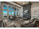 Modern living room with a fireplace, large windows, and comfortable seating at 10805 Evergold Way, Highlands Ranch, CO 80126